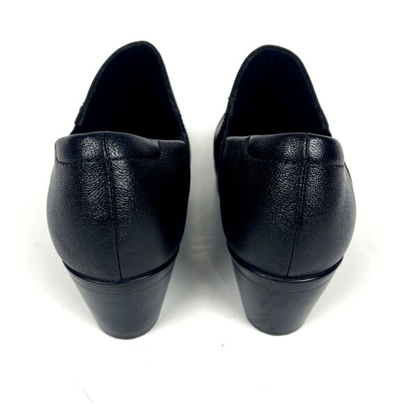Clarks Emily Cove Black Leather Slip on Wedge heel Womens SZ 9.5 Casual Comfort - Picture 8 of 14